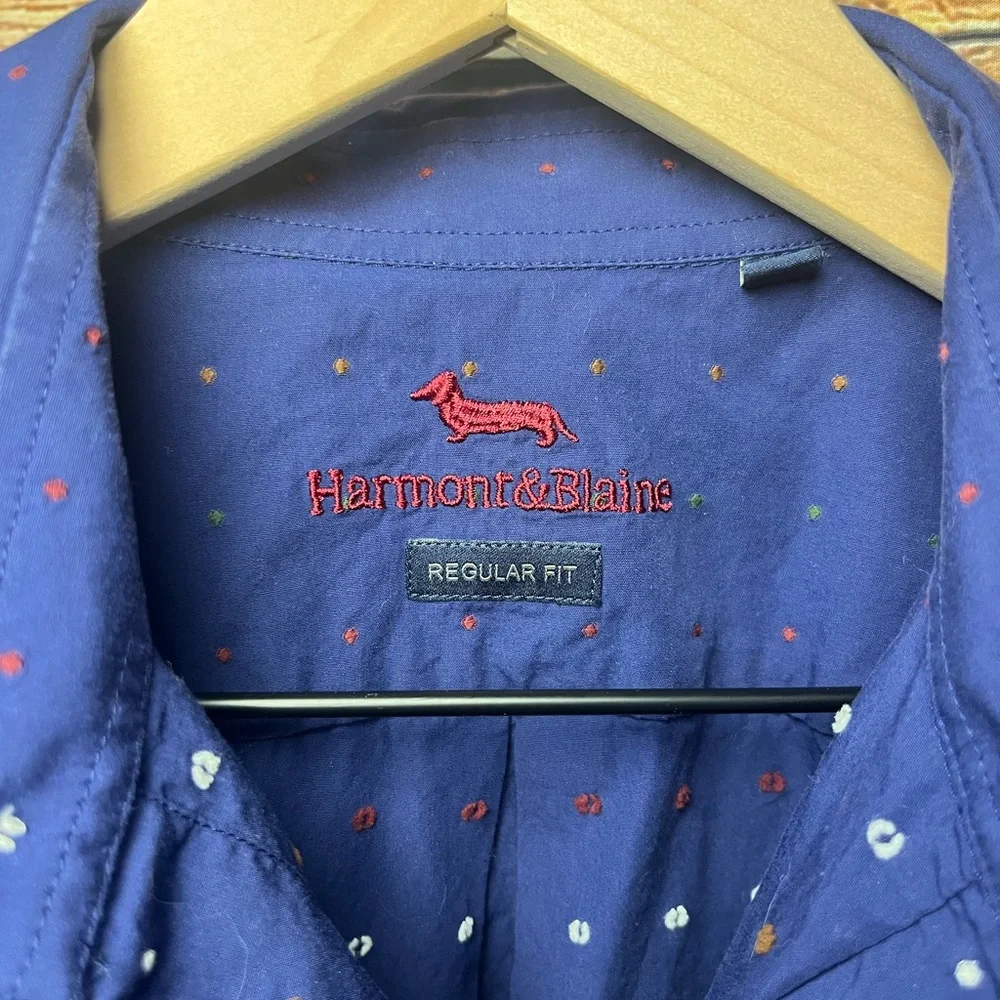 Harmont & Blaine 100% Navy Blue Patterned Shirt (Inv. #001) - Picture 7 of 14